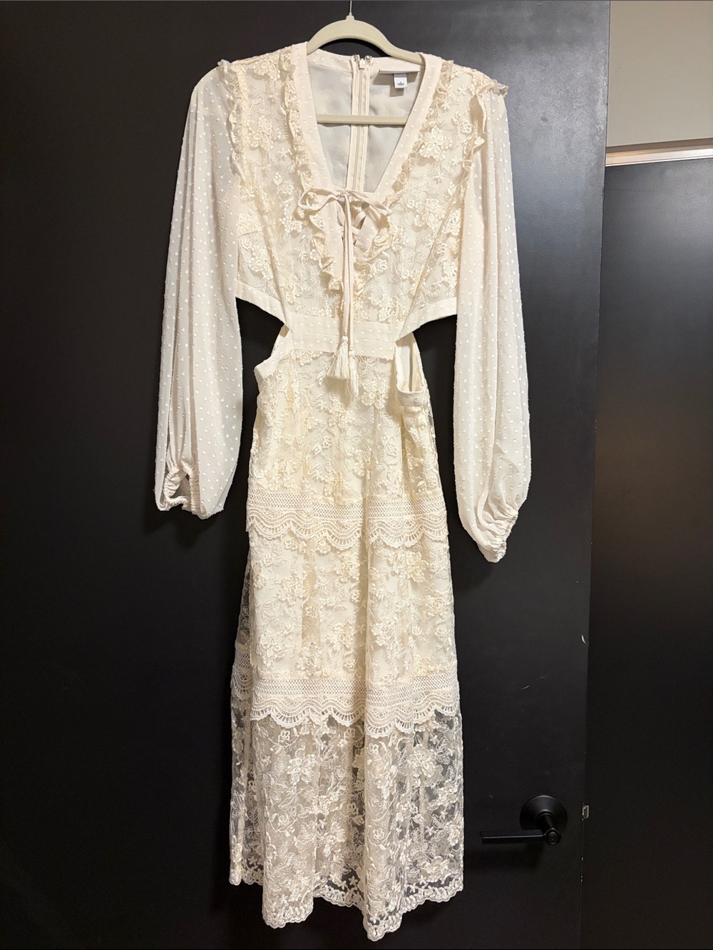 Alexis x Target Cream Lace Maxi Dress with Sleeves